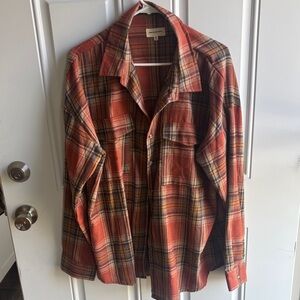 Women’s  Rust Plaid Button-Up Shirt